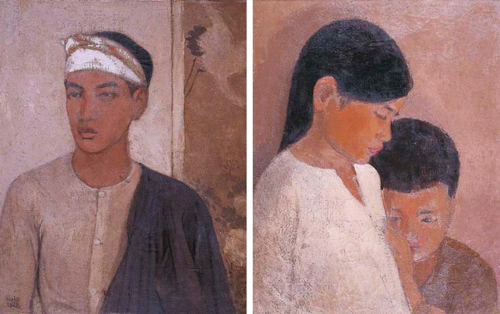 Le Pho (Vietnamese, 1907-2001) Portrait of Quy - cousin of the artist (recto); Mother and child (verso)
signed and dated 'Lepho/1928' (lower left; recto) 
oil on canvas 
(recto) 26 x 20 in. (66 x 51 cm.); (verso) 23 3/4 x 17 3/4 in. (60.5 x 45 cm.) 