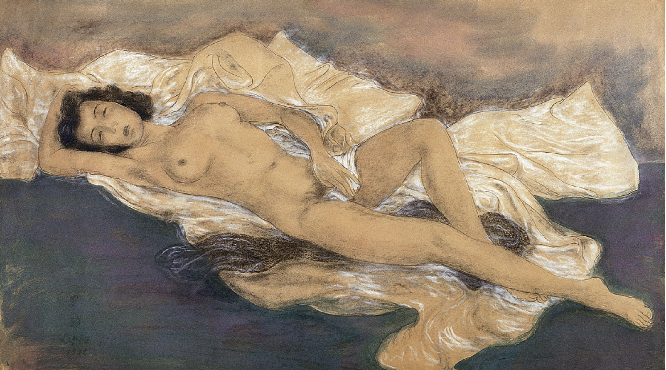 Lê Phô, Nude Woman, 1932, chalk on paper, 60 x 99cm