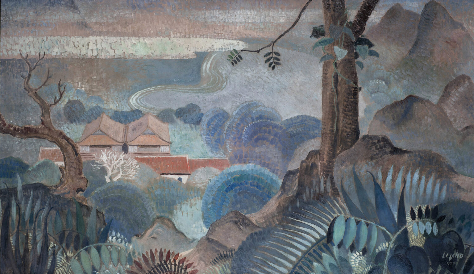 Le Pho (1907-2001) 
VIEW FROM THE HILLTOP 
signed and dated 'Le Pho 1937' (lower right) 
oil on canvas 
113 x 192 cm. (50 x 85 in.) 
Painted in 1937
