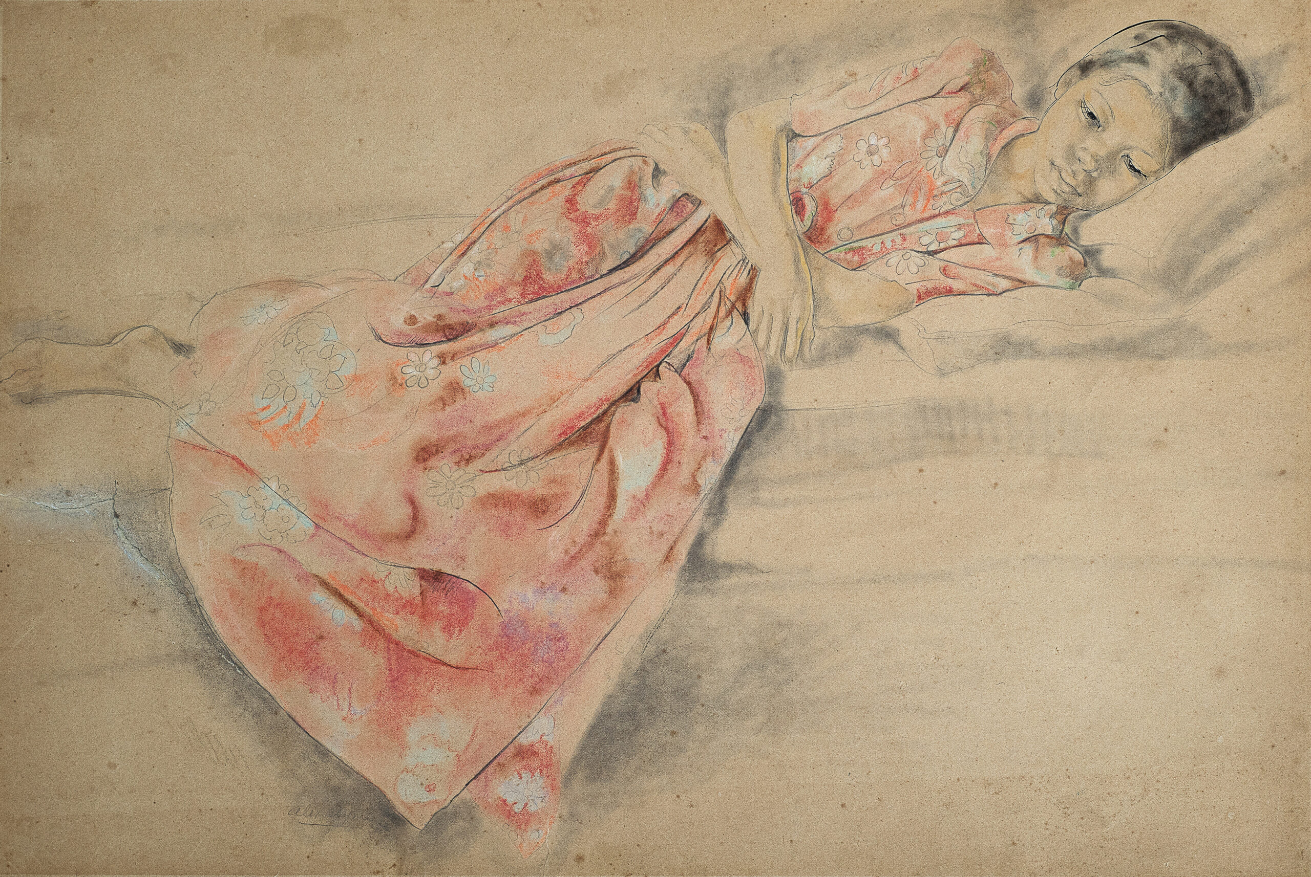 ALIX AYMÉ (1894-1989)
Portrait de jeunne femme Annamite (Portrait of a Young Annamite Lady)
signed 'alix ayme' (lower left)
mixed media on paper
38 x 58 cm. (15 x 22 7⁄8 in.)
Executed circa 1938
PROVENANCE

Private collection, France
Lynda Trouvé Paris, 2 April 2019, lot 317
Acquired at the above sale by the present owner