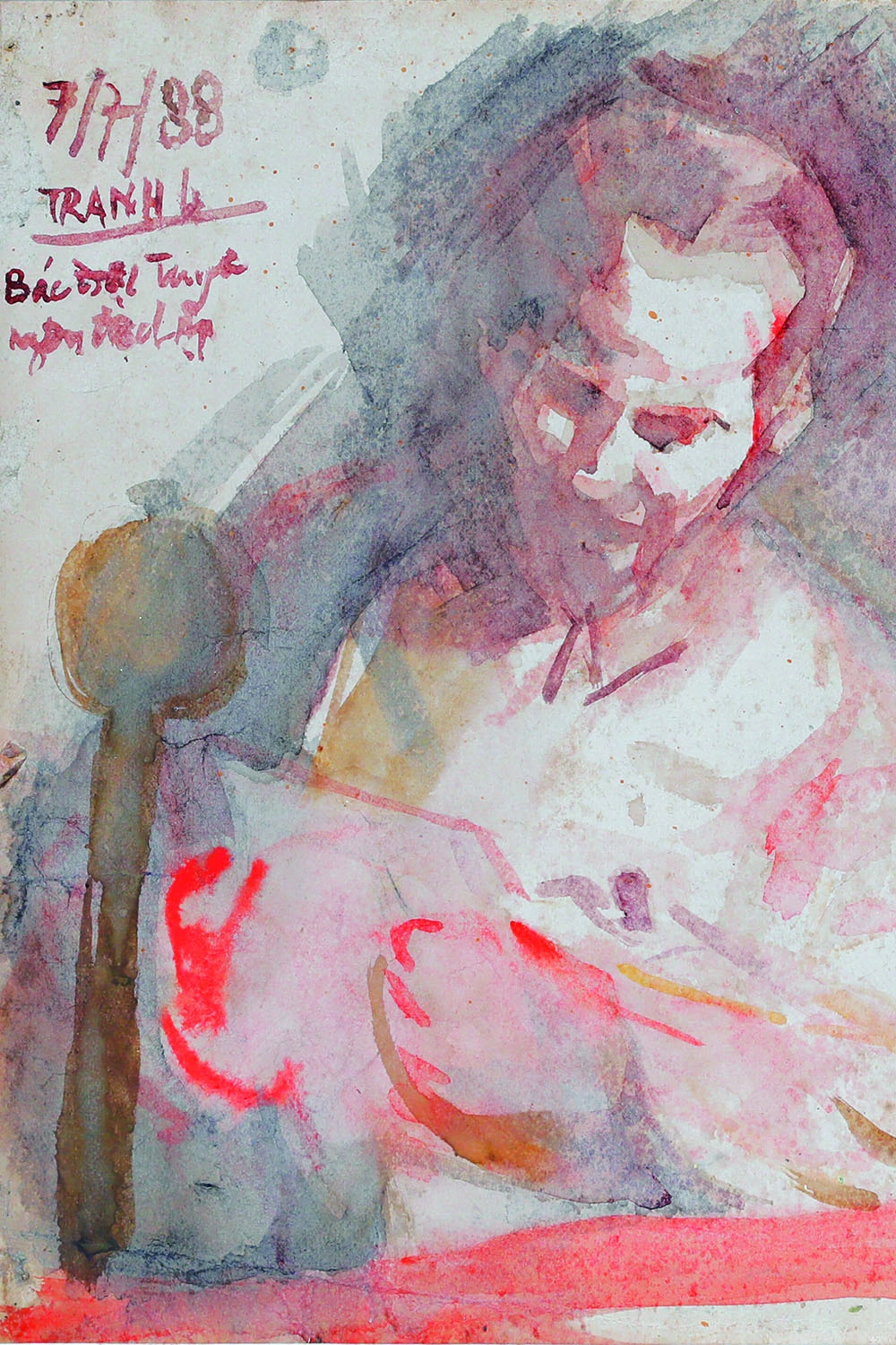 “Uncle Ho Reading the Declaration of Independence” was created in 1988 by Nguyễn Kao Thương. It was presented at the exhibition “The Country and Its People,” which opened on the afternoon of 19 May at a gallery in District 2, Ho Chi Minh City. The exhibition introduced works by the late artist on the occasion of the 131st anniversary of the birth of Hồ Chí Minh (19 May 1890 – 19 May 2021).